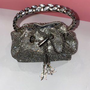 Neiman Marcus Rhinestone Evening Bag Bling Purse Sparkly Diamond Silver …